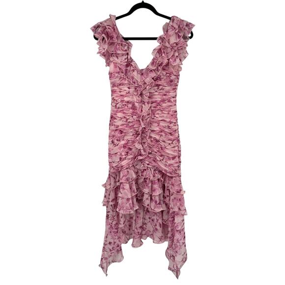 Cinq a Sept Porta ruffle detailing silk minidress dress chiffon size 0 - Picture 2 of 8